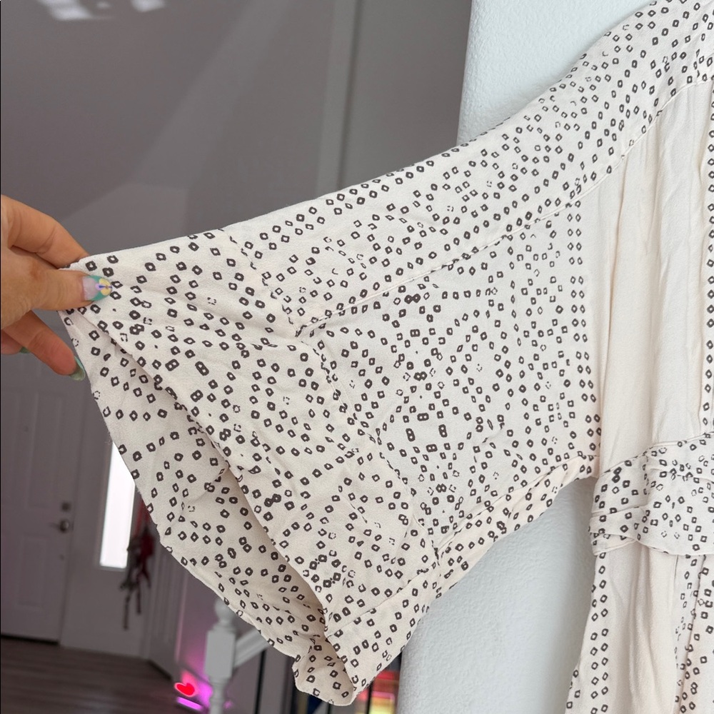 Free People Cream and Black Patterned Long Sleeve Bohemian Dress - Picture 4 of 8